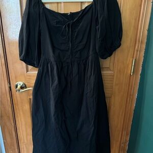 Black Puff Sleeve Midi Sundress